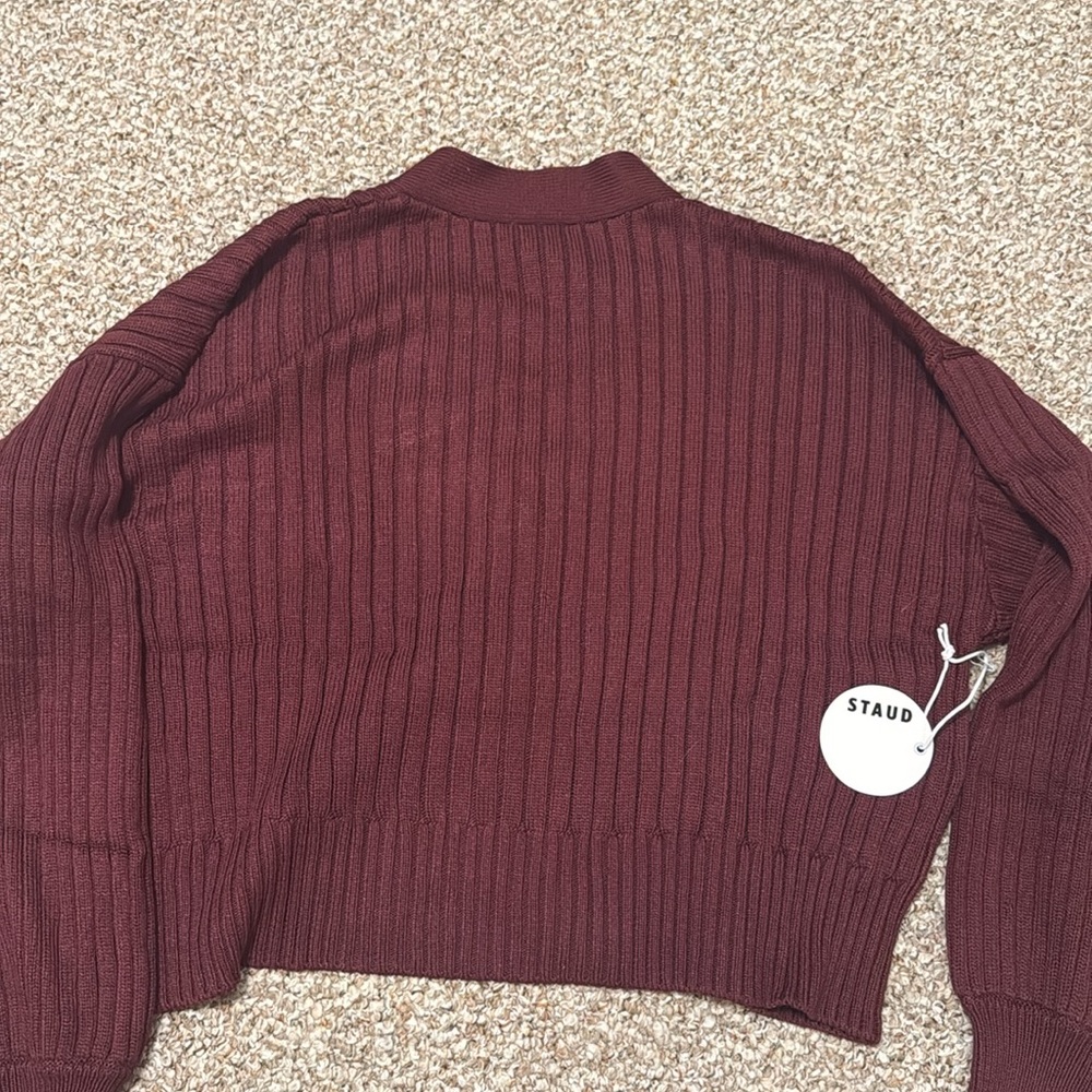STAUD ELOISE CARDIGAN - Burgundy NWT - Picture 6 of 6